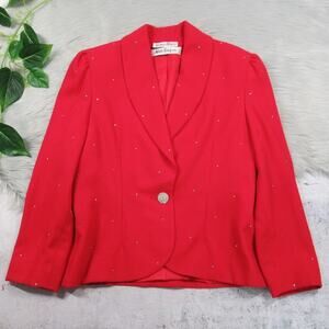 ADELE SIMPSON Vintage Rare Studded Embellished Red Jacket Blazer Women’s Size 12